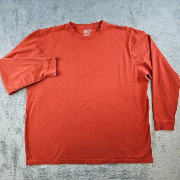 L.L. Bean Shirt Men's XXLT Traditional Fit Red Casual Crewneck Soft Comfortable - Picture 1 of 7